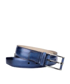 Ceinture Cuir Patiné Bleu