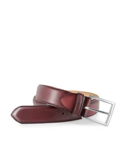 Ceinture Cuir Bordeaux Patiné