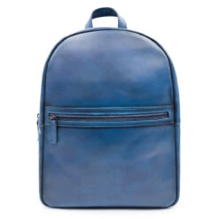 Sac à Dos En Cuir Patiné Bleu