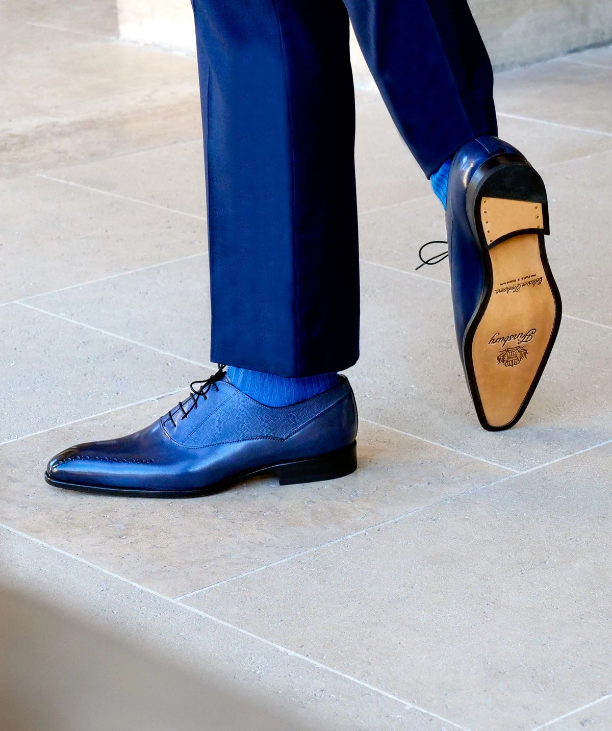 Richelieu STEFANO Bleu Patiné